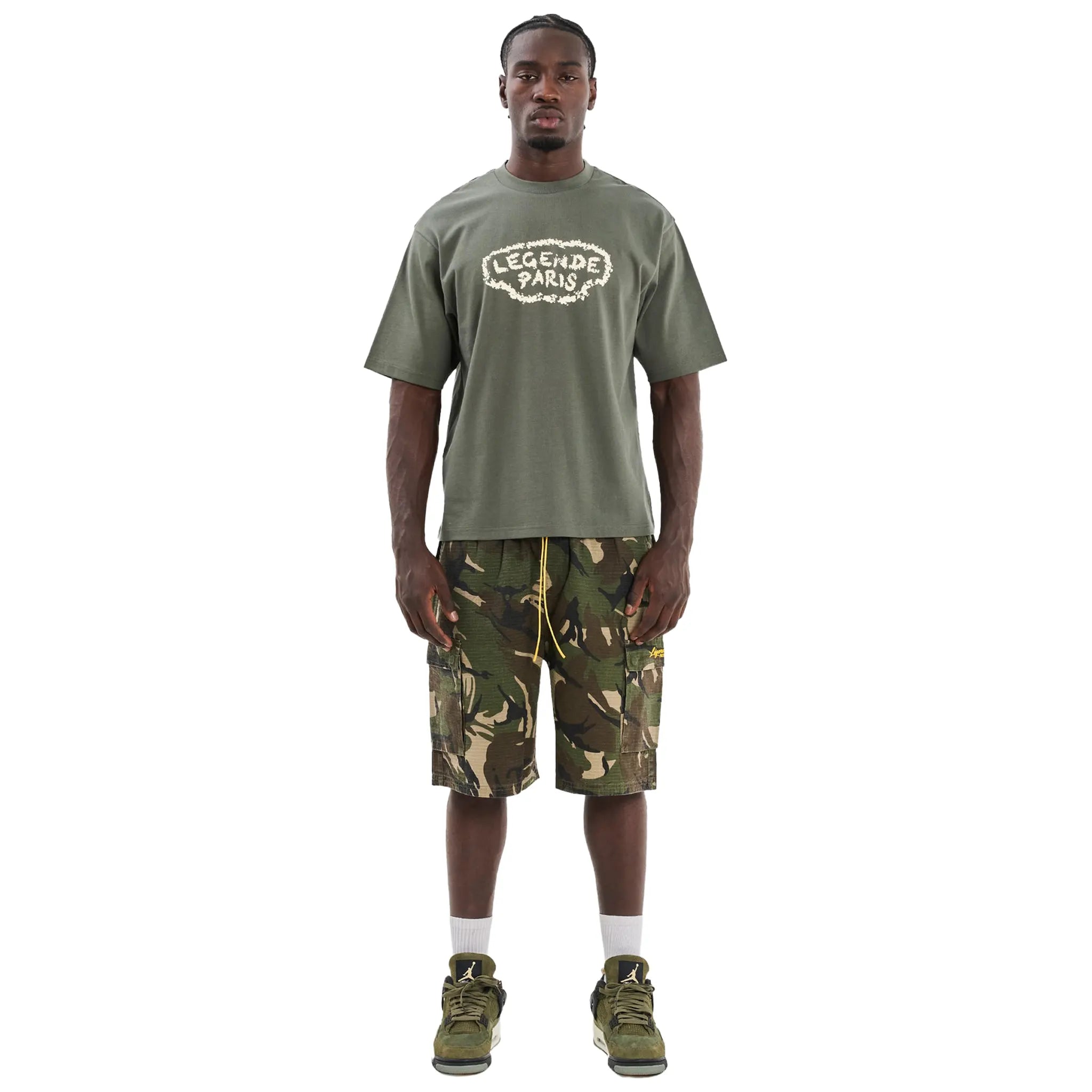 Front View of Legende Paris Diamond Khaki T-Shirt
